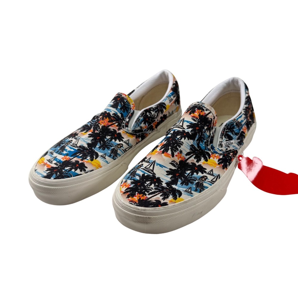 Vans Classic Slip On Hawaiian Tropical Hula Palm Tree Sneakers Womens 7.5 NWT